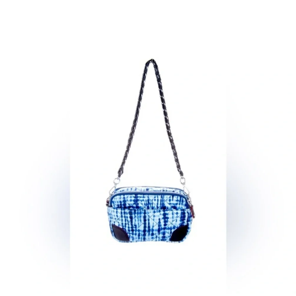 MZ WALLACE Shibori Print MINI Crosby Nylon Crossbody Pouch ~NWT~ Blue